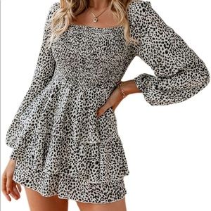 Black and white print romper